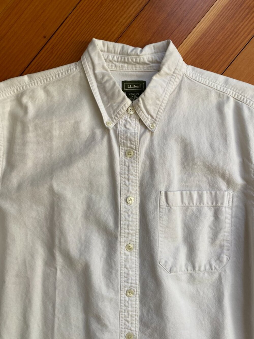 Vintage L.L. Bean Button Down Shirt - Off White - Size Medium - Picture 2 of 4